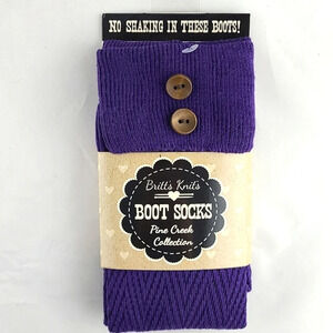 Britts Knits Boot Socks Pine  Creek Collection Purple Accent Chevron Button Cozy